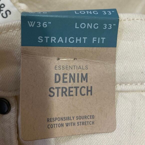 NEW Marks & Spencer Men's White Straight Fit Stretch Denim Jeans Pants Size 36 - Picture 6 of 7